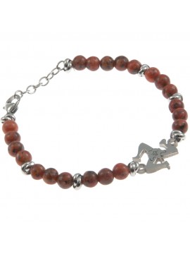 Bracciale trinacria siciliana acciaio e pietre - bcc0121