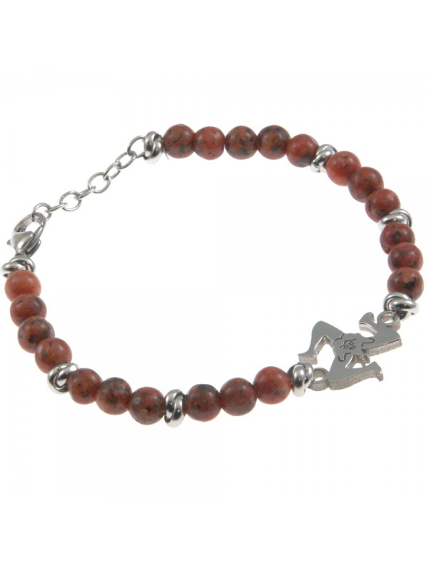 Bracciale trinacria siciliana acciaio e pietre - bcc0121