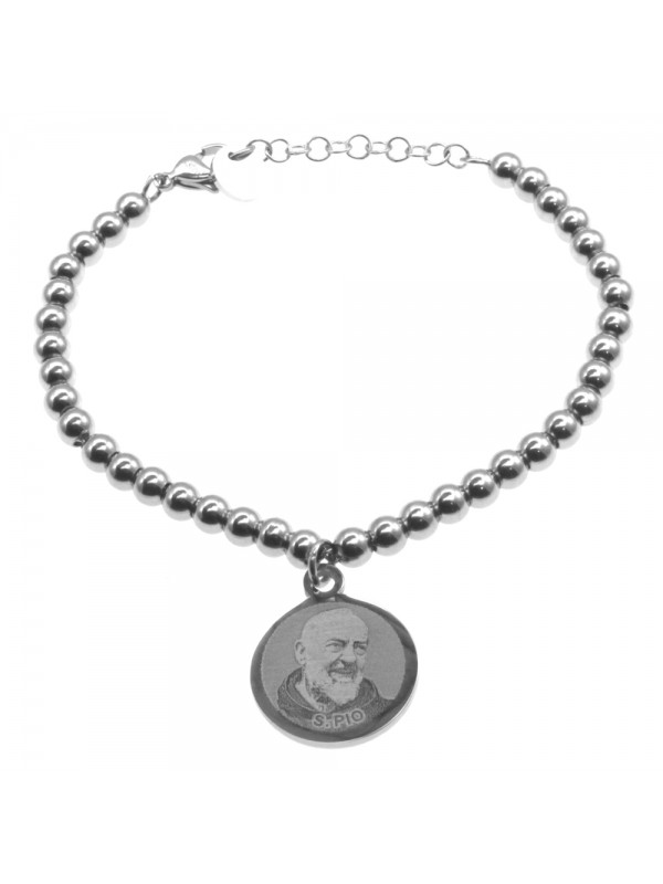Bracciale san padre pio in acciaio bcc1375