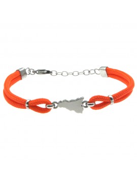 Bracciale sicilia acciaio e cordoncino - bcc0137