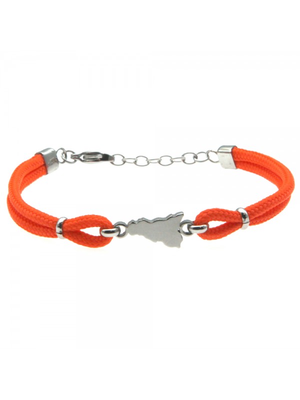 Bracciale sicilia acciaio e cordoncino - bcc0137