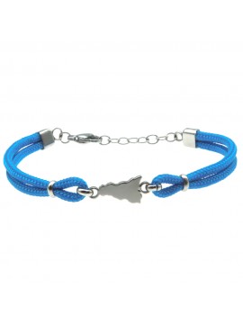 Bracciale sicilia acciaio e cordoncino - bcc0139