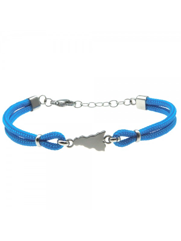 Bracciale sicilia acciaio e cordoncino - bcc0139