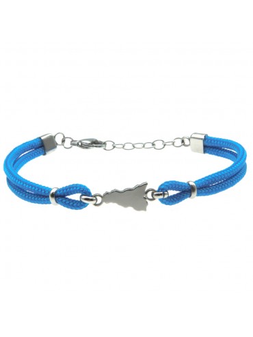 Bracciale sicilia acciaio e cordoncino - bcc0139