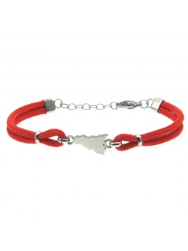 Bracciale sicilia acciaio e cordoncino - bcc0140
