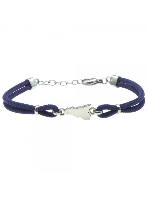 Bracciale sicilia acciaio e cordoncino - bcc0141