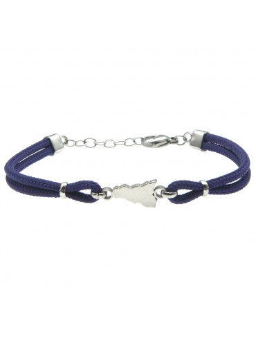 Bracciale sicilia acciaio e cordoncino - bcc0141
