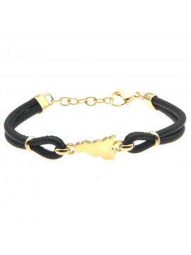 Bracciale sicilia acciaio e pelle - bcc0143