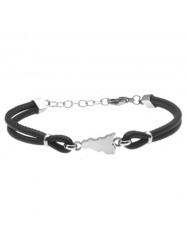 Bracciale sicilia acciaio e pelle - bcc0162