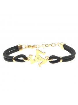 Bracciale trinacria siciliana in acciaio e pelle - bcc0171