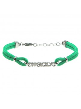 Bracciale i love sicily sicilia acciaio e cordoncino - bcc0175