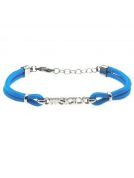Bracciale i love sicily sicilia acciaio e cordoncino - bcc0177
