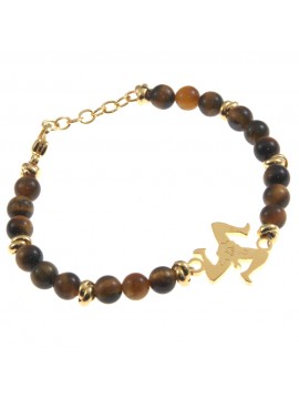 Bracciale trinacria siciliana acciaio e pietre - bcc0251