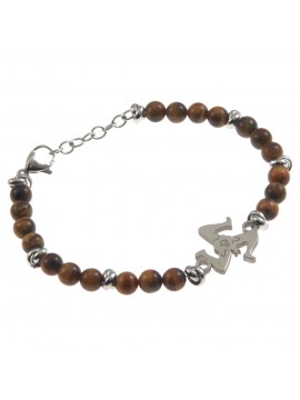 Bracciale trinacria siciliana acciaio e pietre - bcc0252