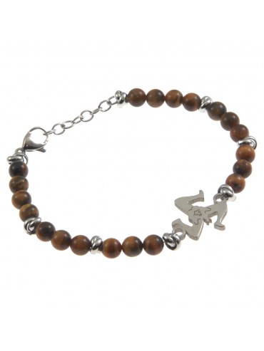Bracciale trinacria siciliana acciaio e pietre - bcc0252