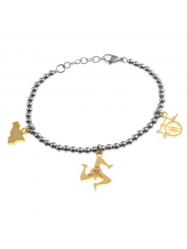 Bracciale sicilia trinacria carretto siciliano donna bcc0311