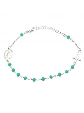 bracciale rosario argento postine verde mare bcc1397