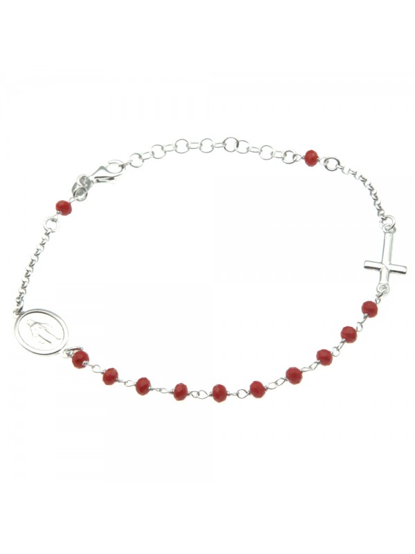 bracciale rosario argento postine rosse bcc1398