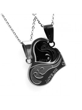 Collana con cuore che si divide scritta i love you