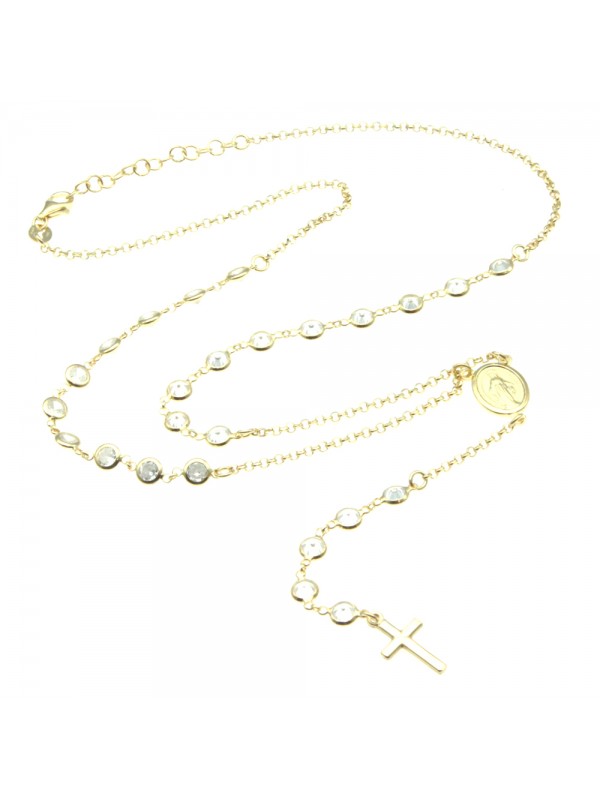 Collana rosario argento dorato postine di strass cll0827