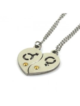 Collana con cuore che si divide simbolo uomo donna