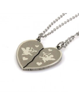 Collana con cuore che si divide con cupido