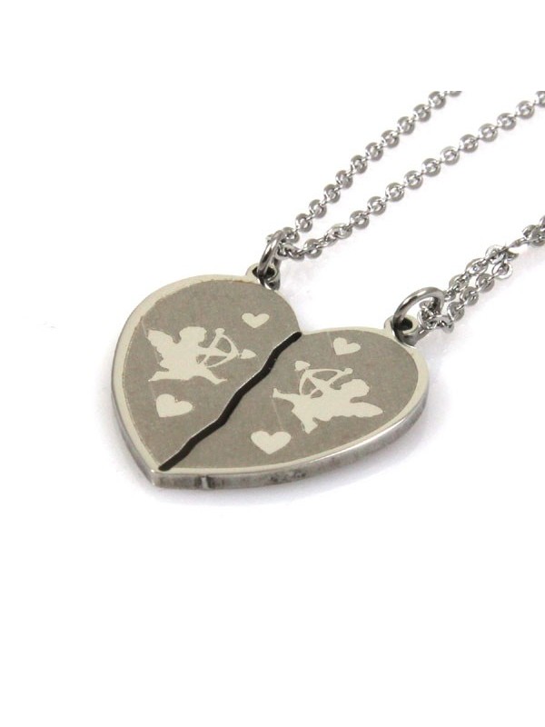 Collana con cuore che si divide con cupido