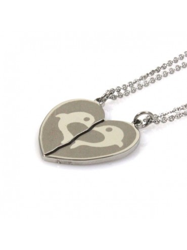 Collana con cuore che si divide con delfini