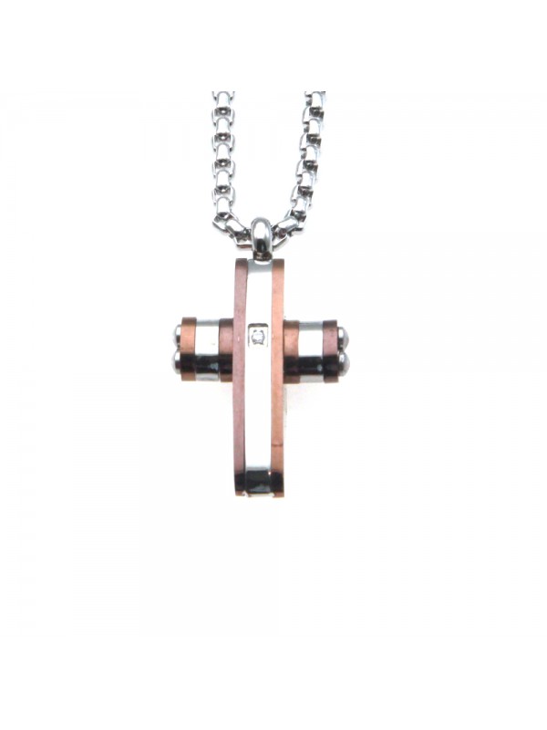 collana croce uomo in acciaio cll0608