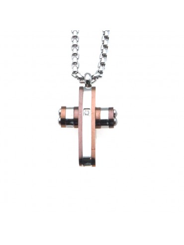 collana croce uomo in acciaio cll0608