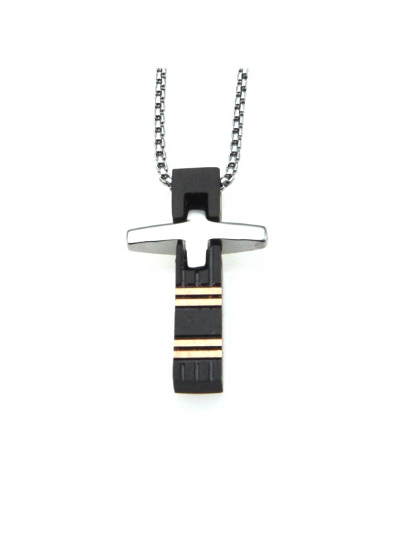 collana croce uomo acciaio cll0615