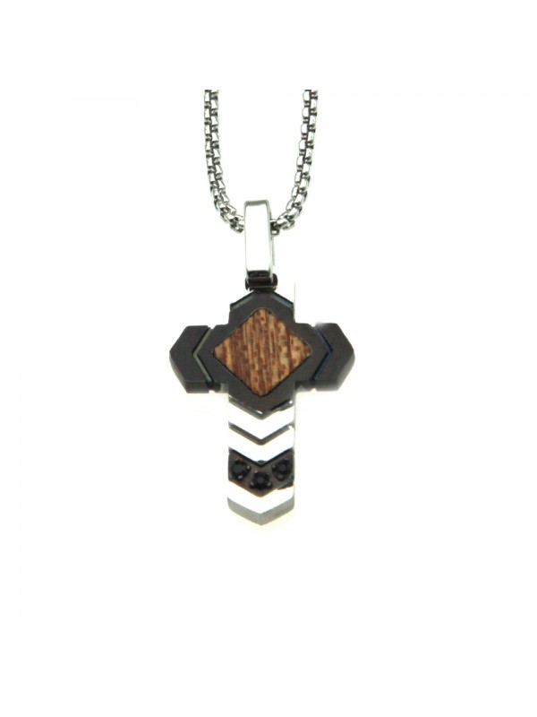 Collana croce uomo in acciaio cll0705