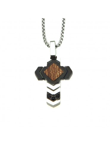 Collana croce uomo in acciaio cll0705