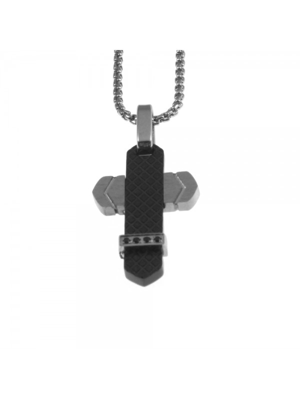 Collana croce uomo in acciaio cll0725