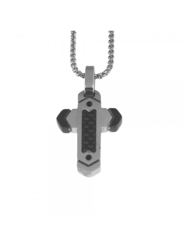 Collana croce uomo in acciaio cll0784