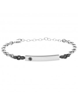 Bracciale uomo rosa dei venti piastra acciaio per incisione - bcc0399