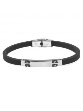 Bracciale uomo caucciù piastra in acciaio per incisione - bcc0507