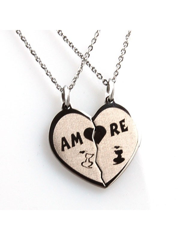 Collana con cuore che si spezza con gattini