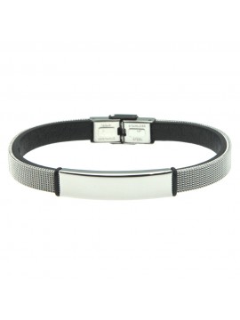 bracciale uomo piastra per incisione acciaio pelle bcc2597