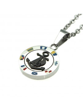 Collana con ancora uomo e bandiere acciaio cln0149
