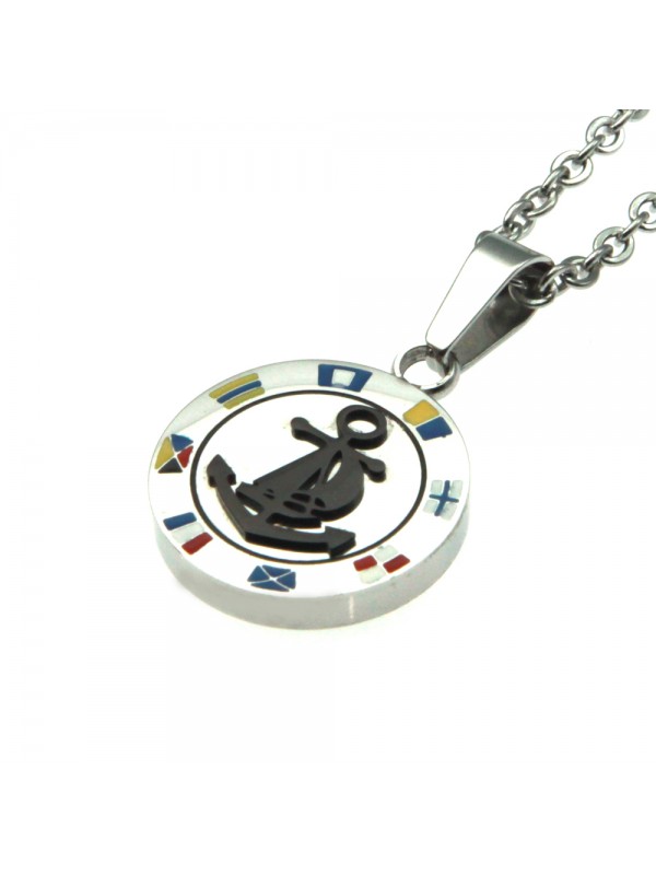 Collana con ancora uomo e bandiere acciaio cln0149