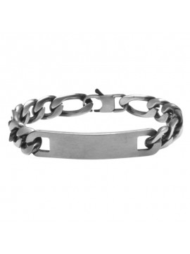 bracciale uomo groumette piastra per incisione in acciaio invecchiato bcc2605