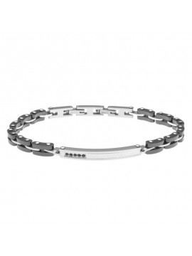 Bracciale uomo acciaio ceramica piastra con strass bcc0419