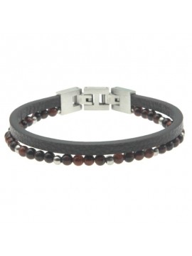 Bracciale uomo pelle pietre acciaio bcc0853