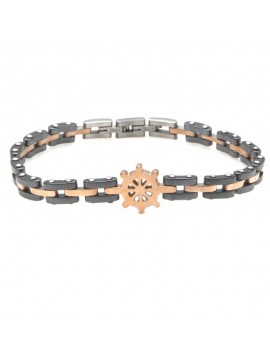 bracciale timone uomo acciaio e ceramica bcc0994