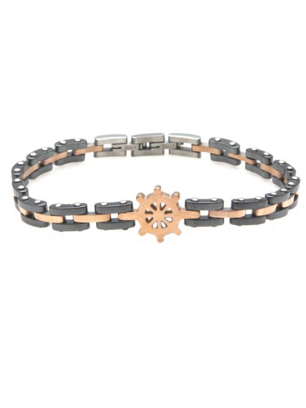 bracciale timone uomo acciaio e ceramica bcc0994