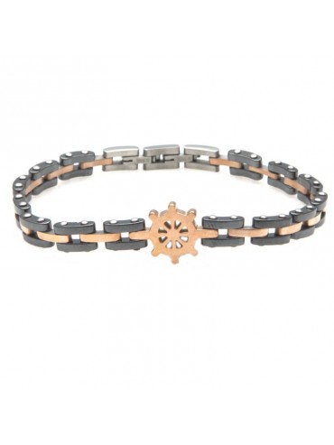 bracciale timone uomo acciaio e ceramica bcc0994