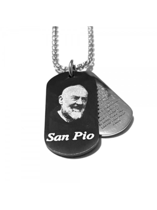 Collana san padre pio da Pietralcina in acciaio cll0578