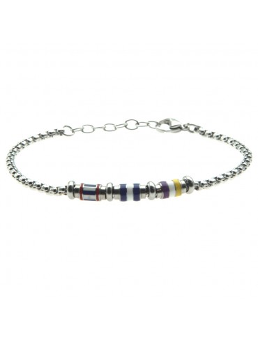 Bracciale uomo con bandiere nautiche acciaio bcc0689