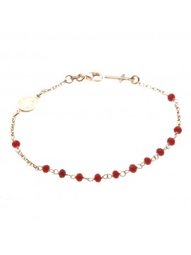 bracciale rosario in argento ramato postine rosse